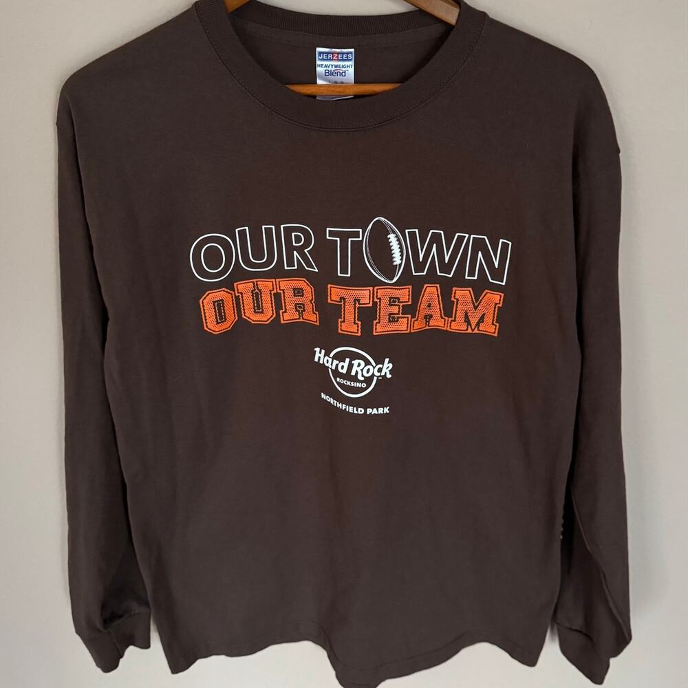Jerzees Hard Rock Casino Cleveland Browns Long Sleeve Shirt Large